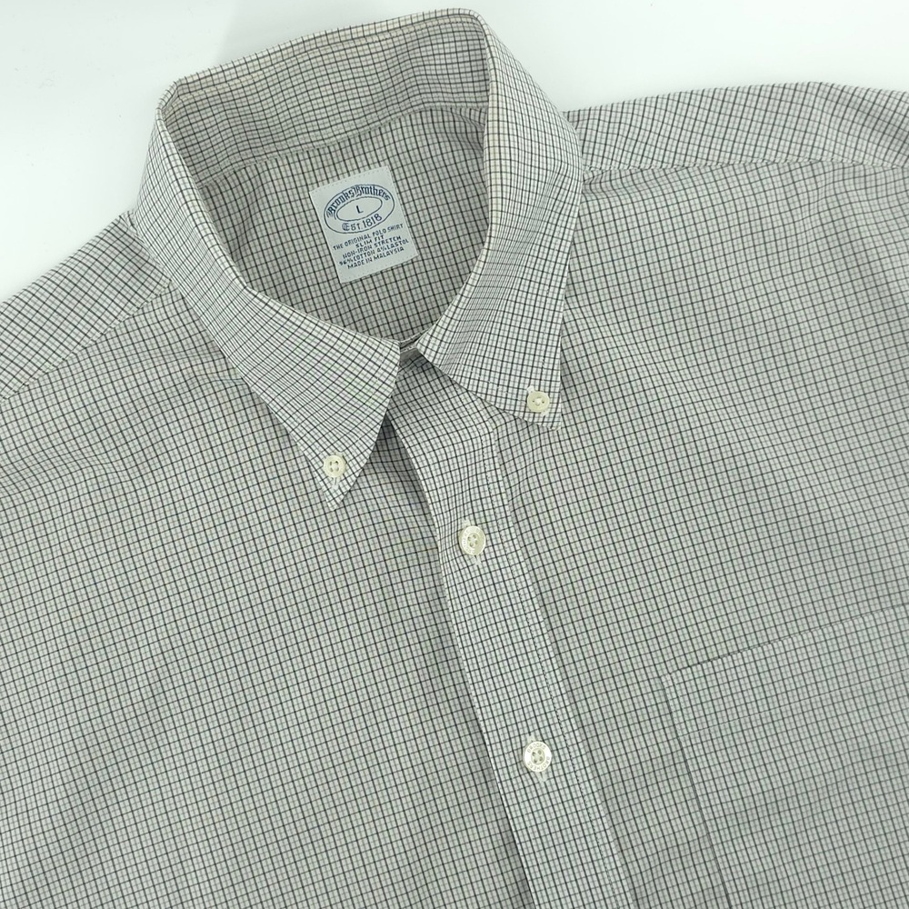 Brooks‎ Brothers 1818 Shirt Mens Large L/S Slim Fit Non Iron Stretch Plaid